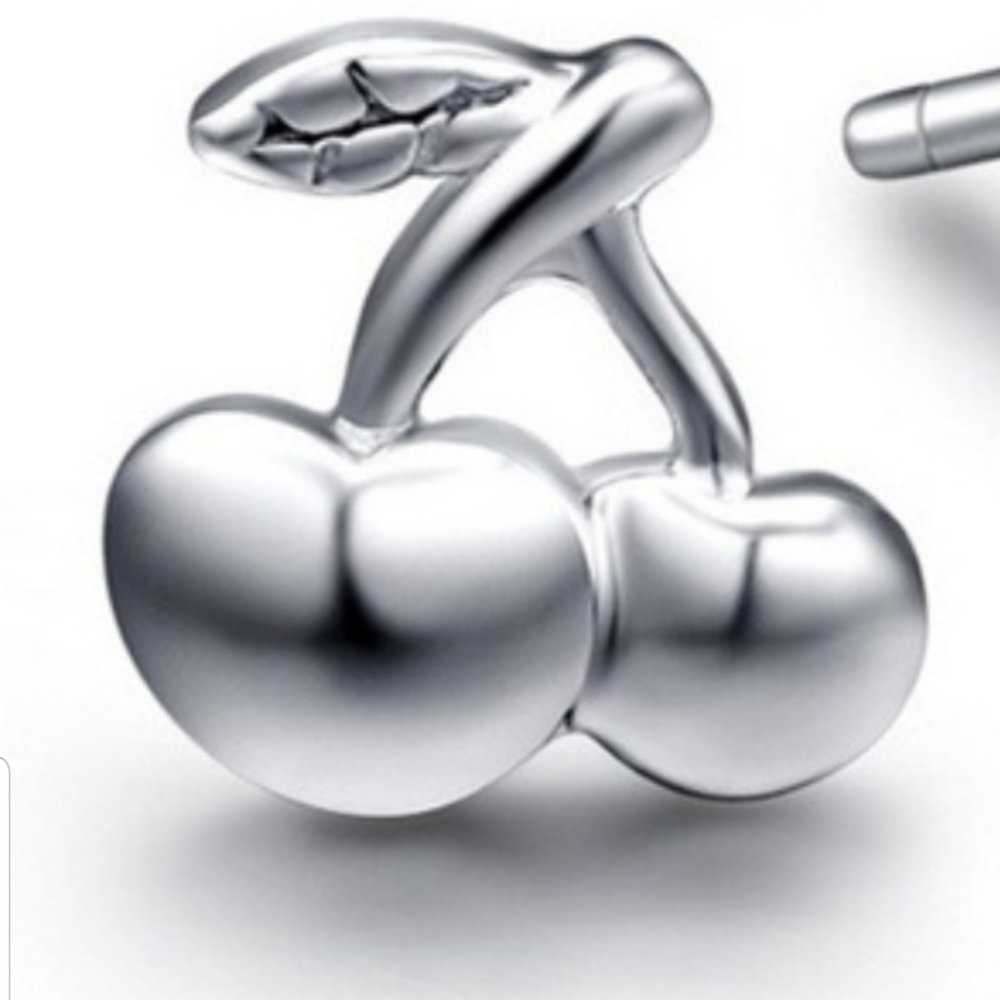 ππVery Cute Cherry stud earrings in SILVER ππ - Picture 2 of 13